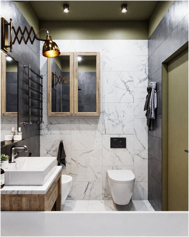 Фотография: Ванная в стиле Лофт, Эклектика, Квартира, Проект недели, Санкт-Петербург, Макс Жуков, Виктор Штефан, ToTaste Studio, 3 комнаты, 60-90 метров – фото на INMYROOM