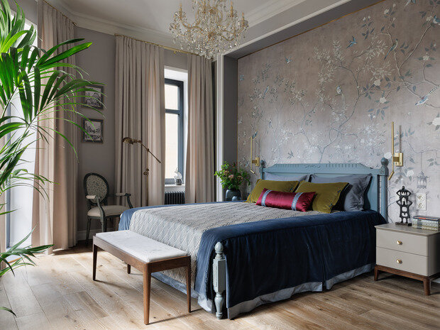 Фотография: Спальня в стиле Классический, Современный, Квартира, Проект дня, Санкт-Петербург, Кирпичный дом, Более 90 метров, современный с элементами классики и роскоши, Наталия Шмидт – фото на INMYROOM