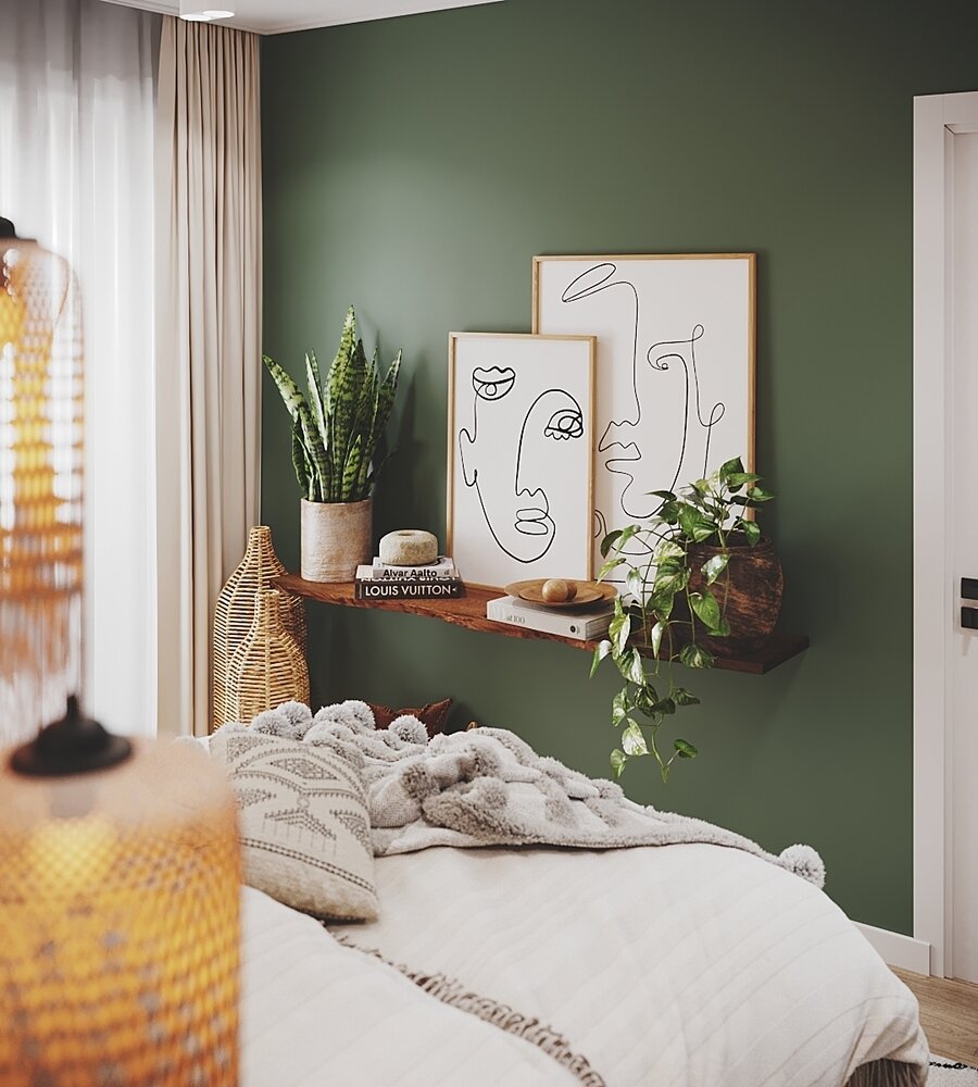 Фотография: Спальня в стиле Скандинавский, Современный, Эклектика, Бохо, Квартира, Проект недели, Москва, 3 комнаты, 60-90 метров, KSInteriors – фото на INMYROOM