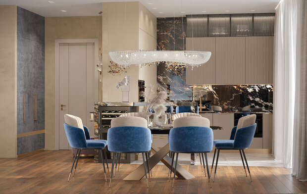 Фото из портфолио Дизайн интерьера квартиры в ЖК «Champine (Шампайн)» в стиле современная классика – фотографии дизайна интерьеров на INMYROOM