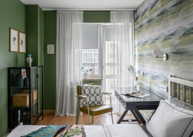 Фотография: Спальня в стиле Скандинавский, Современный, Квартира, Проект недели, Минск, 2 комнаты, 40-60 метров, Анжелика Макаревич – фото на INMYROOM