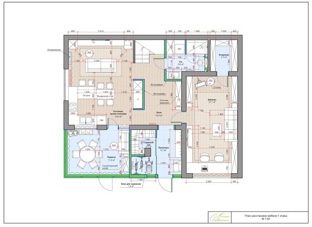 Фото из портфолио Интерьер кабинета со смелым сочетанием фактур – фотографии дизайна интерьеров на INMYROOM