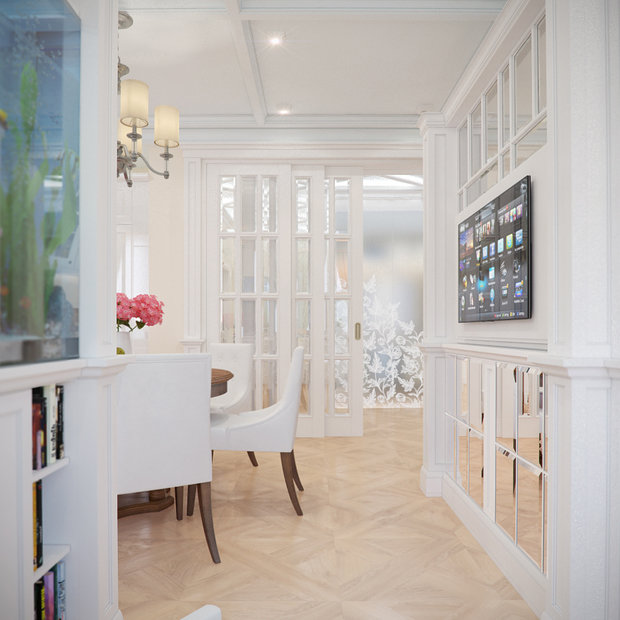 Визуализация интерьера кухни и столовой в классическом стиле