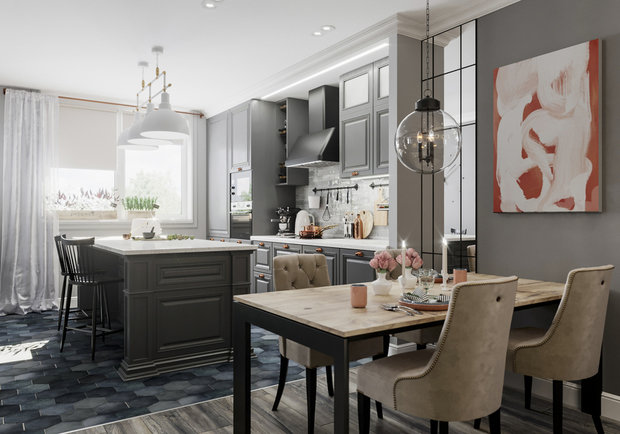 Фотография: Кухня и столовая в стиле Эклектика, Гид, студия Mango, Алена Тимонина, Андрей Тимонин, Светлана Удзилаури, Виктория Лазарева, Студия 20:18 – фото на INMYROOM