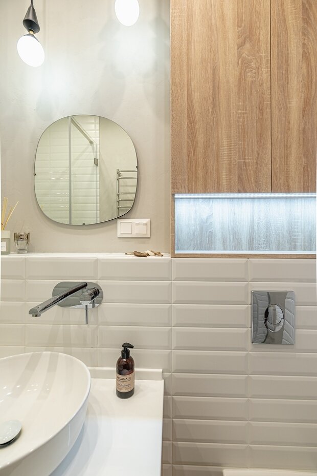 Фотография: Ванная в стиле Скандинавский, Современный, Эклектика, Минимализм, Эко, Квартира, Крым, Проект недели, 3 комнаты, Более 90 метров, Red Wine design, Евпатория – фото на INMYROOM