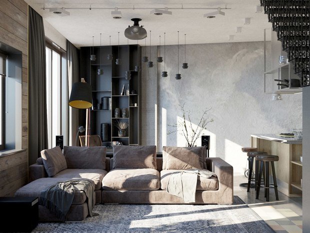 Фото из портфолио Брутальная, двухуровневая квартира в Сочи – фотографии дизайна интерьеров на INMYROOM