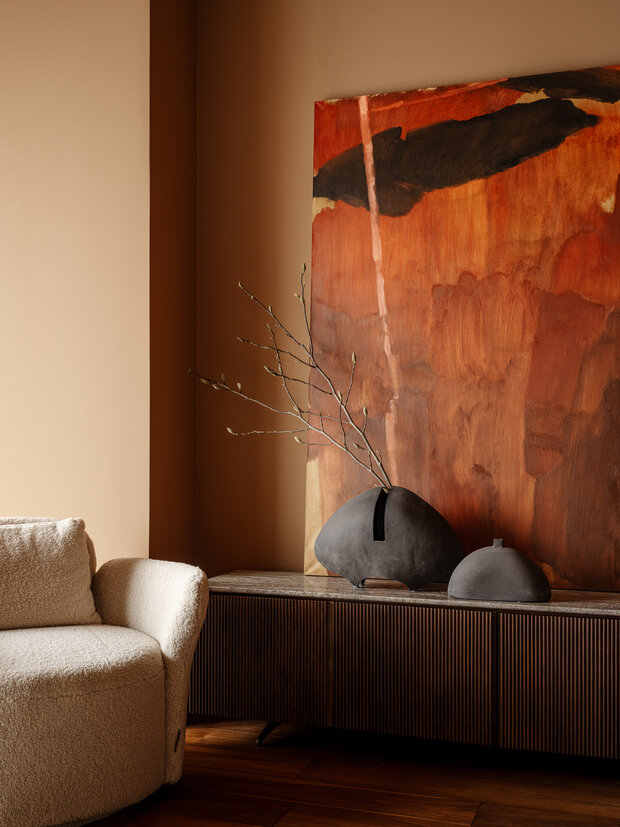 Фотография: Гостиная в стиле Современный, Квартира, Проект дня, Москва, 3 комнаты, Более 90 метров, минимализм с элементами современного дизайна, Юлия Данилова-Нитусова – фото на INMYROOM