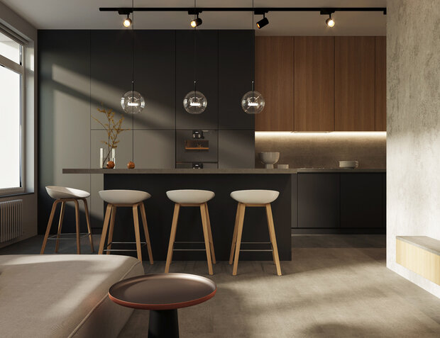 Фото из портфолио Тёмный минимализм – фотографии дизайна интерьеров на INMYROOM