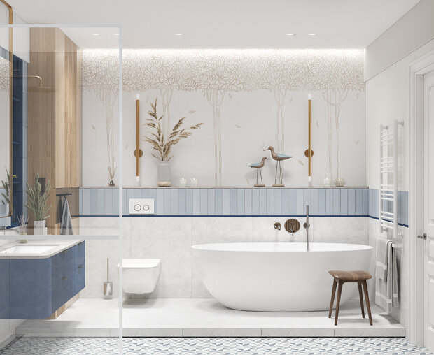 Фотография: Ванная в стиле Современный, Квартира, Проект дня, Москва, OM Design, 4 и больше, Более 90 метров – фото на INMYROOM