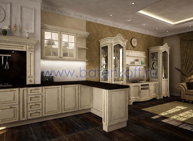 Фото из портфолио Дизайн проект гостиной в классическом стиле от Батенькофф в таунхаусе. Поселок Палникс. – фотографии дизайна интерьеров на InMyRoom.ru