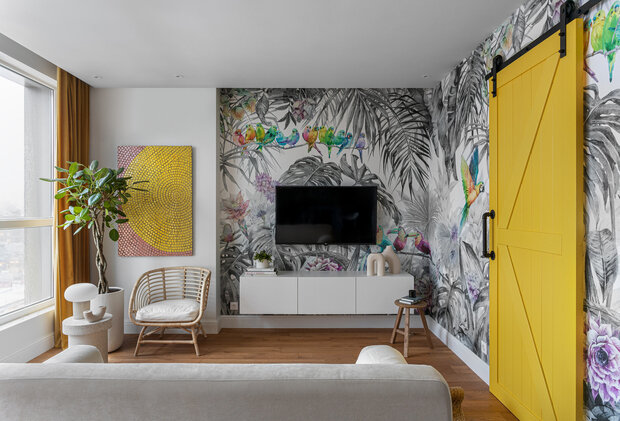 Фотография: Гостиная в стиле Современный, Квартира, Проект недели, Москва, 2 комнаты, до 40 метров, Ирина Шевченко – фото на INMYROOM