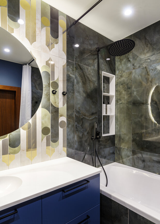 Фотография: Ванная в стиле Современный, Эклектика, Квартира, Проект дня, Воронеж, 3 комнаты, Более 90 метров, Олеся Логунова, Полина Пешкова, Collage.Studio – фото на INMYROOM