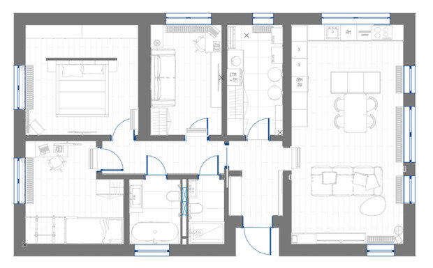 Фотография: Планировки в стиле , Дом, Проект дня, Дом и дача, Московская область, 3 комнаты, Индивидуальный проект, современный с элементами минимализма и скандинавского стиля, Анастасия Давиденко – фото на INMYROOM