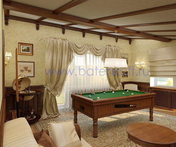 Фото из портфолио Дизайн проект бильярдной в классическом стиле в Сысерть  – фотографии дизайна интерьеров на InMyRoom.ru