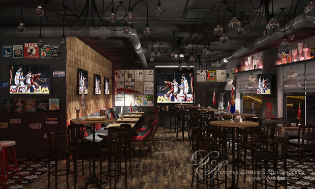 Фото из портфолио League bar. Спорт-бар – фотографии дизайна интерьеров на INMYROOM