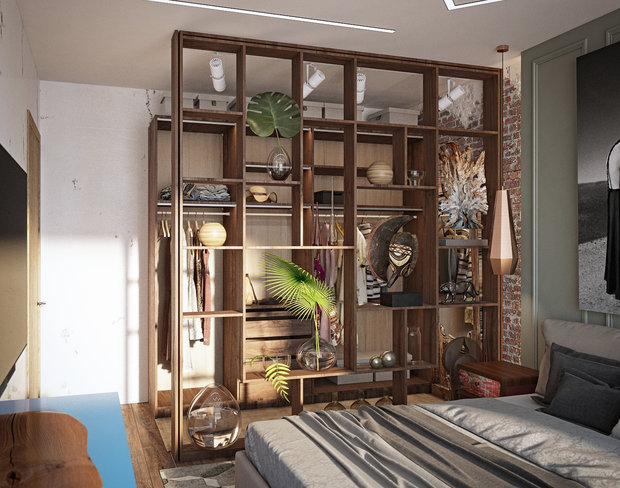 Фотография: Гардеробная в стиле Лофт, Эклектика, Проект недели, Подмосковье, Таунхаус, Дарья Василькова – фото на INMYROOM
