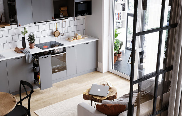 Фотография: Кухня и столовая в стиле Скандинавский, Квартира, Проект недели, Санкт-Петербург, 1 комната, 40-60 метров, Монолитно-кирпичный, Студия 20:18 – фото на INMYROOM