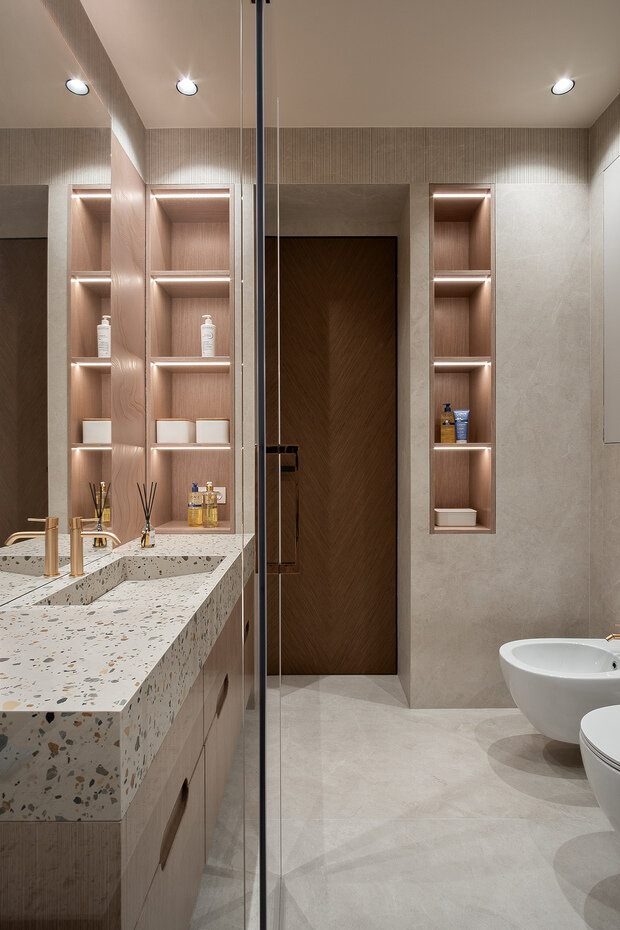 Фотография: Ванная в стиле Современный, Дом, Проект дня, Дом и дача, Московская область, 4 и больше, Более 90 метров, Барвиха, современный с элементами классики и роскоши – фото на INMYROOM