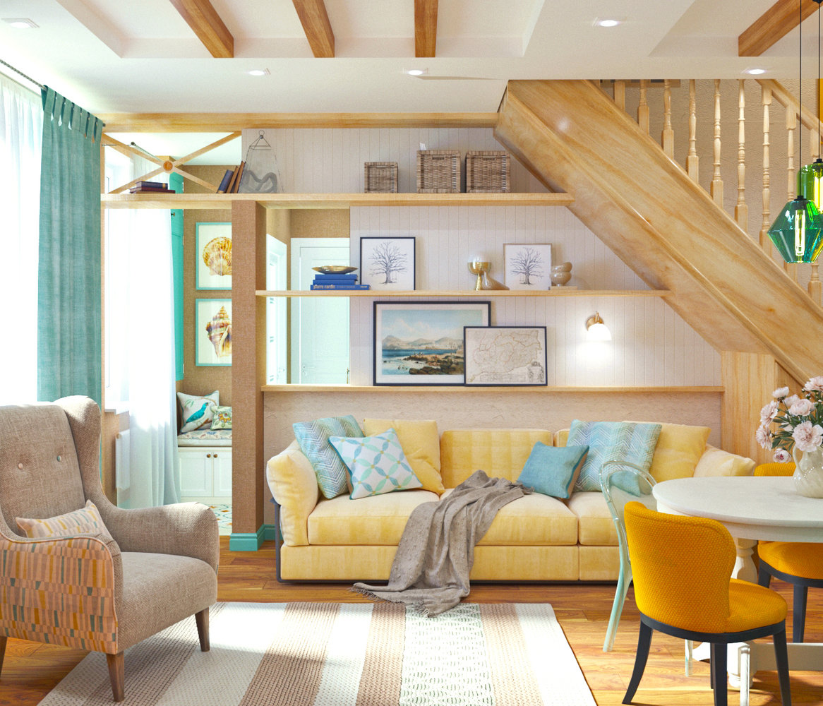 Фотография: Гостиная в стиле Прованс и Кантри, Дом, Проект недели, Дом и дача, Новосибирск, Таунхаус, Кирпичный дом, 4 и больше, 60-90 метров, Полина Степанова – фото на INMYROOM