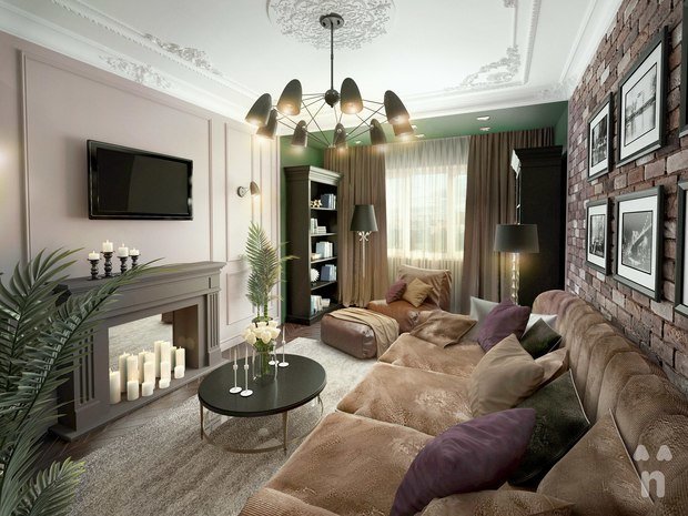 Фото из портфолио гостиная "Лофтовая классика" – фотографии дизайна интерьеров на INMYROOM