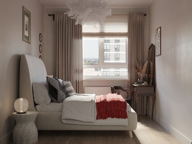 Фотография: Спальня в стиле Современный, Малогабаритная квартира, Проект дня, Москва, Монолитный дом, 2 комнаты, до 40 метров, Елена Бургонская – фото на INMYROOM