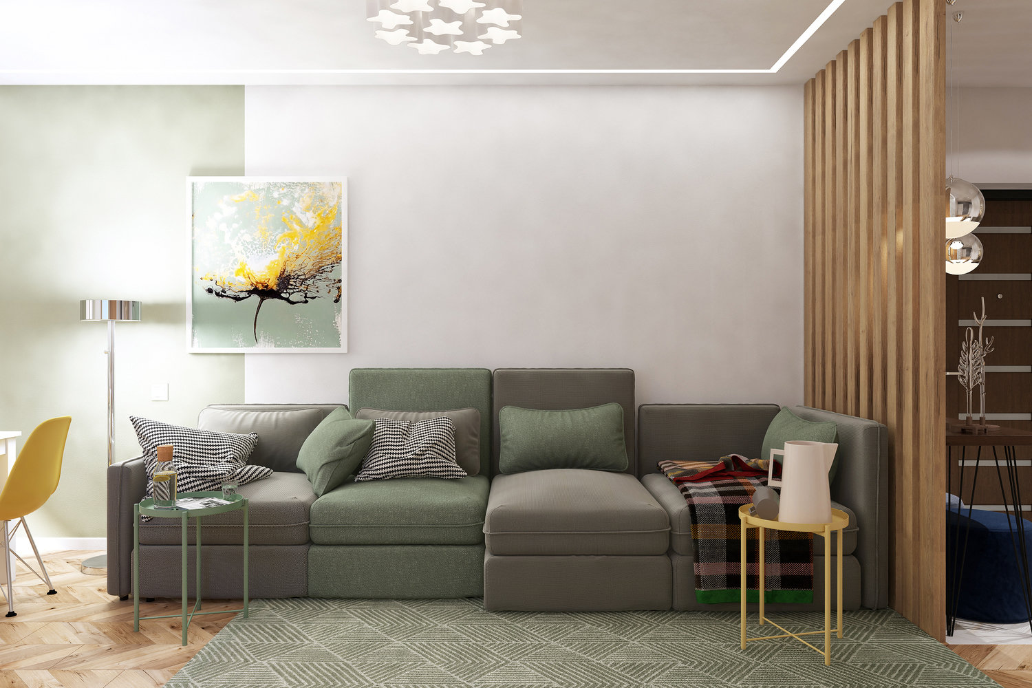 Фотография: Гостиная в стиле Современный, Квартира, Проект недели, Эко, Беларусь, Минск, Блочный дом, 3 комнаты, 60-90 метров, Виктория Зазнова – фото на INMYROOM