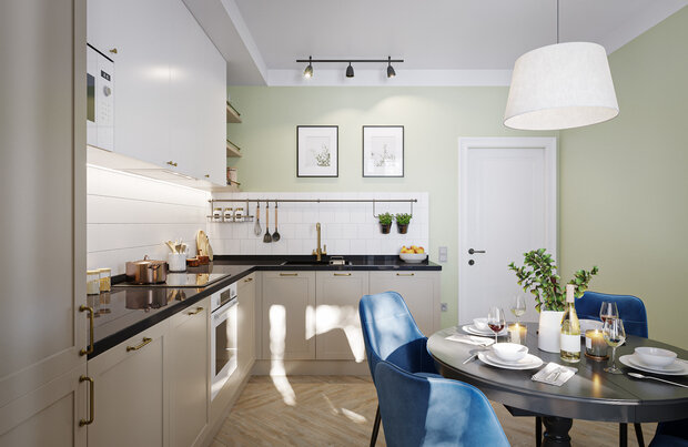 Фотография: Кухня и столовая в стиле Современный, Эклектика, Скандинавский, Квартира, Проект дня, Санкт-Петербург, 2 комнаты, 60-90 метров, Анна Иноземцева – фото на INMYROOM