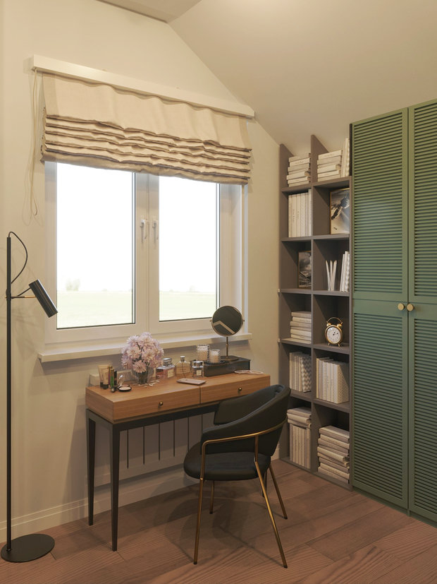 Фото из портфолио Спальня с выделенной гардеробной в частном доме – фотографии дизайна интерьеров на INMYROOM