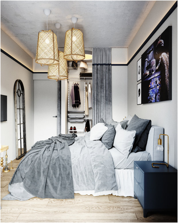 Фотография: Спальня в стиле Скандинавский, Эклектика, Квартира, Проект недели, Санкт-Петербург, Макс Жуков, Виктор Штефан, ToTaste Studio, 3 комнаты, 60-90 метров – фото на INMYROOM