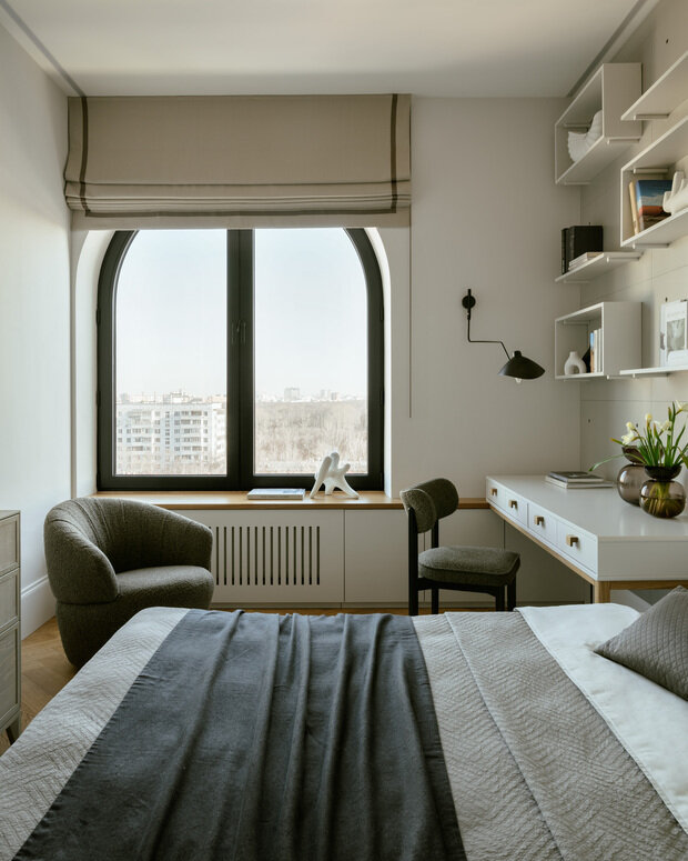 Фотография: Спальня в стиле Классический, Современный, Эклектика, Квартира, Проект дня, Монолитный дом, 4 и больше, Более 90 метров, современный с элементами классики и роскоши, Тата Шушнина – фото на INMYROOM