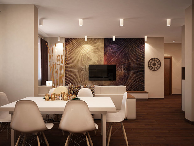 Фото из портфолио Гостиная с рабочей зоной 3-к квартира по ул.Шамшурина – фотографии дизайна интерьеров на INMYROOM