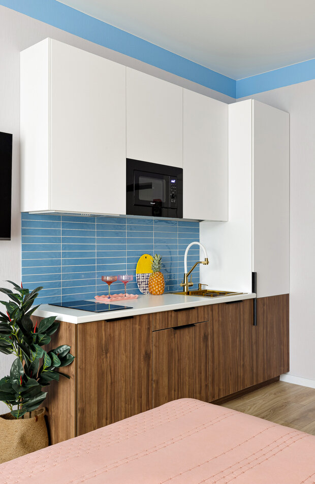 Фотография: Кухня и столовая в стиле Современный, Малогабаритная квартира, Квартира, Студия, Проект дня, Сочи, до 40 метров, Анастасия Дубовскова – фото на INMYROOM