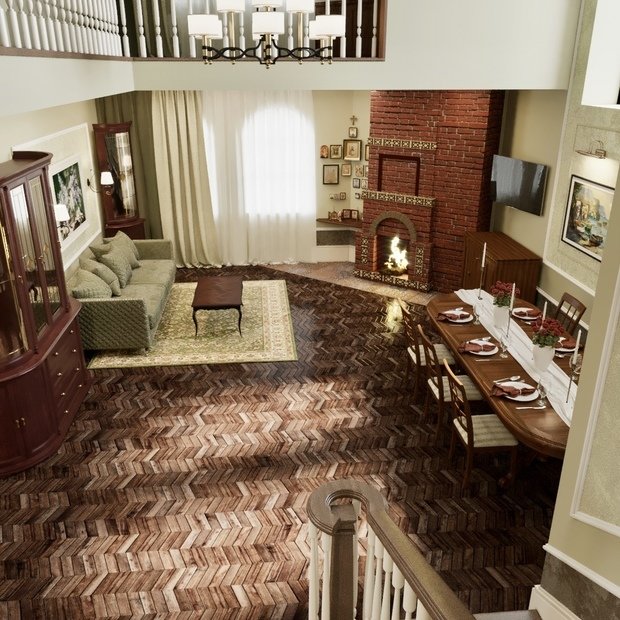 Фото из портфолио Визуализация проекта загородного дома в классическом стиле. – фотографии дизайна интерьеров на INMYROOM