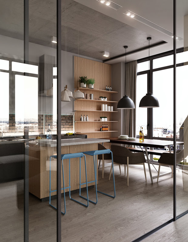 Фотография: Кухня и столовая в стиле Лофт, Квартира, Минимализм, Проект недели, Киев, 3 комнаты, Более 90 метров, buro 4, ЖК sherwood – фото на INMYROOM