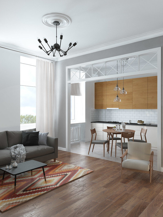 Фотография: Кухня и столовая в стиле Скандинавский, Эклектика, Квартира, Украина, Проект недели, Киев, Кирпичный дом, 2 комнаты, 60-90 метров, We Create Studio – фото на INMYROOM