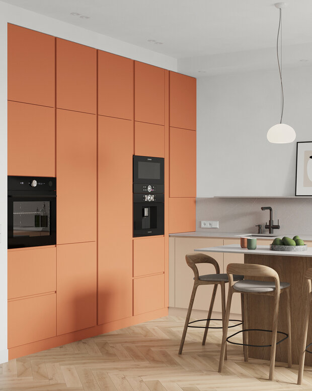 Фотография: Кухня и столовая в стиле Современный, Минимализм, Квартира, Проект недели, Москва, Монолитный дом, 3 комнаты, Более 90 метров, AE Design, Екатерина Ткаченко, Алиса Сивякова – фото на INMYROOM