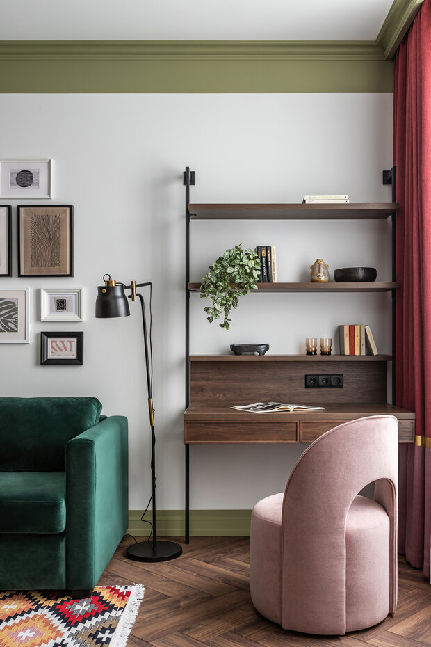 Фотография: Гостиная в стиле Современный, Эклектика, Квартира, Проект дня, Москва, Фили, 2 комнаты, 40-60 метров, Валерия Анисимова, современный с элементами эклектики, Анастасия Ярышева – фото на INMYROOM