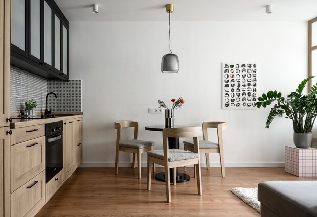 Фотография: Кухня и столовая в стиле Скандинавский, Современный, Квартира, Проект недели, Минск, 2 комнаты, 40-60 метров, Анжелика Макаревич – фото на INMYROOM