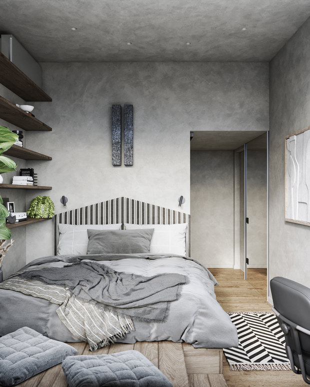 Фотография: Спальня в стиле Лофт, Эклектика, Квартира, Проект недели, Москва, Макс Жуков, To Taste, 3 комнаты, 60-90 метров – фото на INMYROOM