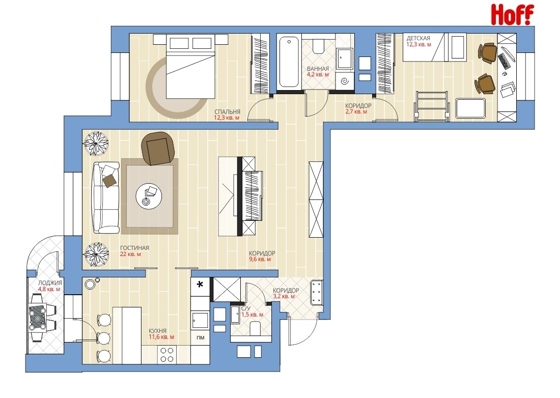 Фотография: в стиле , Квартира, HOFF, Перепланировка, HOFF, Анастасия Киселева, П-111М, Панельный дом, 3 комнаты, 60-90 метров – фото на INMYROOM Фотография: в стиле , Квартира, HOFF, Перепланировка, HOFF, Анастасия Киселева, П-111М, Панельный дом, 3 комнаты, 60-90 метров – фото на INMYROOM