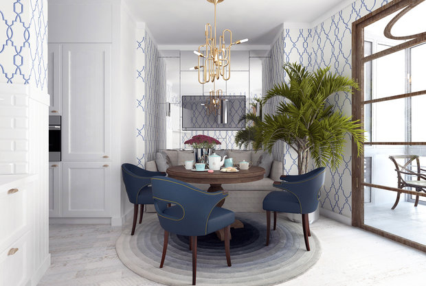 Фотография: Кухня и столовая в стиле Прованс и Кантри, Квартира, Проект дня, Москва, Монолитный дом, 2 комнаты, 60-90 метров, Маргарита Рассказова, ЖК «Айвазовский» – фото на INMYROOM
