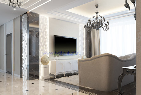 Дизайн проект холла в стиле Ардеко. Москва. Мичуринский 