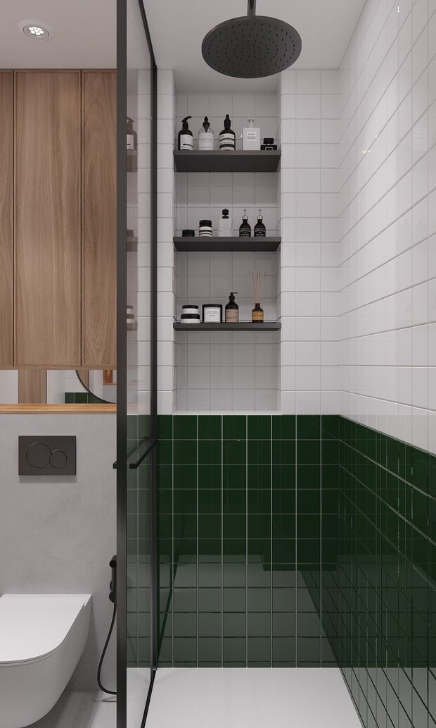 Фотография: Ванная в стиле Современный, Винтажный, Квартира, Проект недели, Москва, Кирпичный дом, 2 комнаты, 40-60 метров, DSGN HUB – фото на INMYROOM