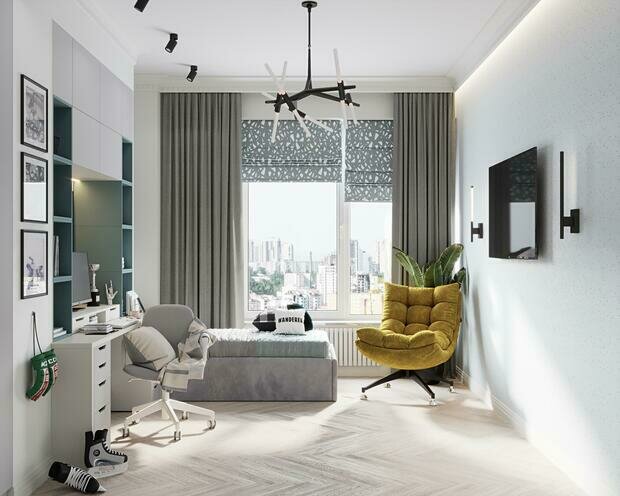 Фотография: Детская в стиле Современный, Квартира, Проект недели, 3 комнаты, 60-90 метров, Монолитно-кирпичный, Уфа, Алина Гамм – фото на INMYROOM