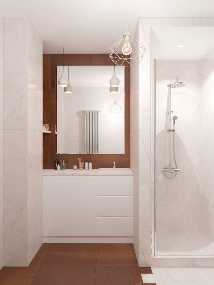 Фотография: Ванная в стиле Современный, Квартира, Проект недели, Московская область, Ирина Кривцова, Одинцовский район, 2 комнаты, 40-60 метров, Монолитно-кирпичный, ЖК «Князь Голицын» – фото на INMYROOM