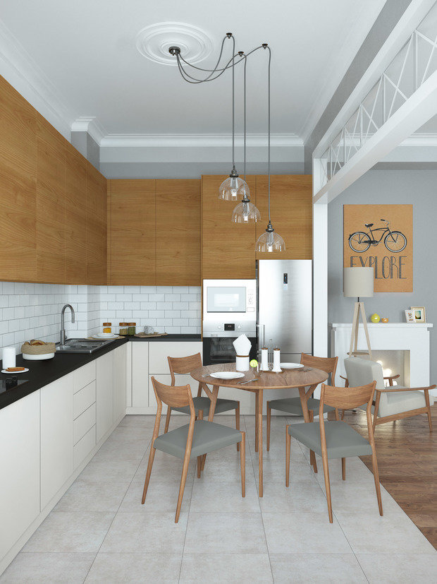 Фотография: Кухня и столовая в стиле Скандинавский, Эклектика, Квартира, Украина, Проект недели, Киев, Кирпичный дом, 2 комнаты, 60-90 метров, We Create Studio – фото на INMYROOM