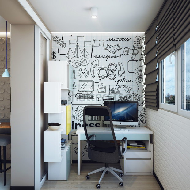 Фотография: Офис в стиле Современный, Малогабаритная квартира, Квартира, Дома и квартиры, Проект недели – фото на INMYROOM