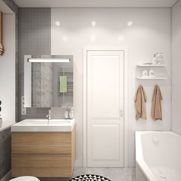 Фотография: Ванная в стиле Скандинавский, Современный, Дом, Проект недели, Дом и дача, Московская область, кухня-гостиная дизайн, Студия 3.14, Таунхаус, Тимур Абдрахманов, Борис Комаровский, Ирина Леготкина, таунхаус с мансардой – фото на INMYROOM