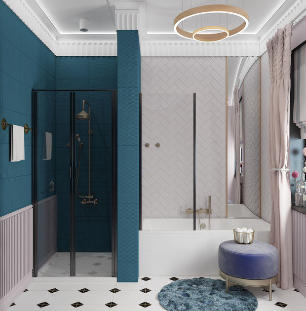 Фото из портфолио Яркая ванная комната🐠 в частном доме,г. Калининград. – фотографии дизайна интерьеров на INMYROOM