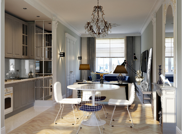 Фотография: Кухня и столовая в стиле Эклектика, Советы, Потолок, Ольга Кондратова – фото на INMYROOM
